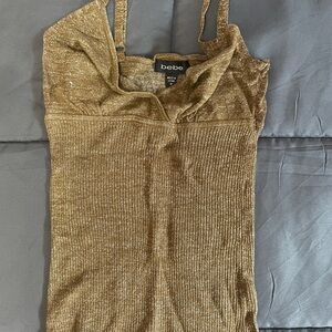 Bebe Gold Rib Knit Top